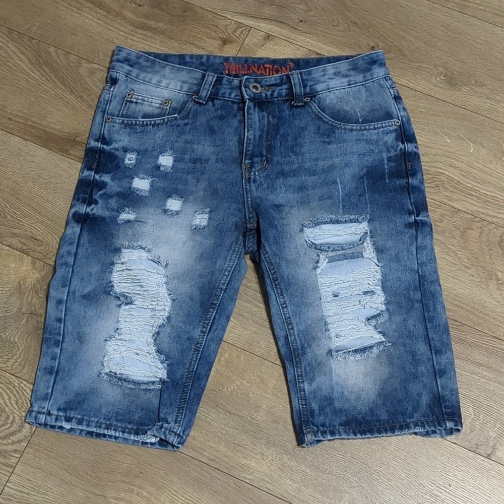 Trillnation denim distressed shorts mens size  30